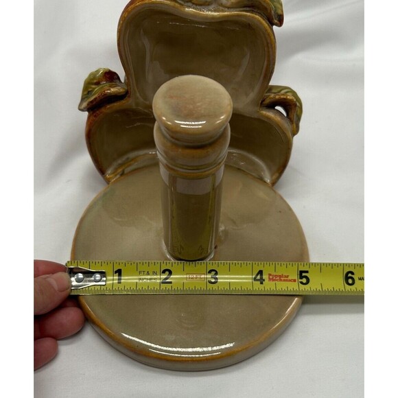 VTG Glazed Ceramic Standing Paper Towel Holder~ Red Apples~ Country Farm Counter - Picture 9 of 9